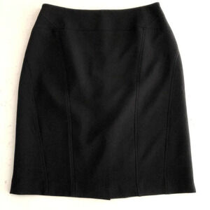 Louben Vintage Classic Lined Pencil Midi Skirt 100% Polyester Black Sz 8
